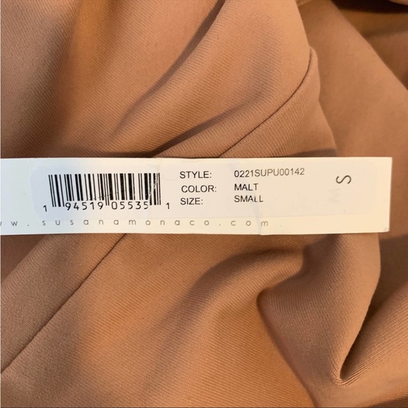 SUSANA MONACO Cut Out Back Bodysuit Size S New Malt Chocolate Brown Tan $148 - Picture 2 of 3